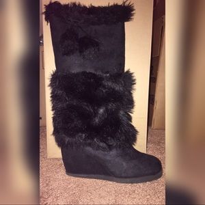 Black Wedge Boots